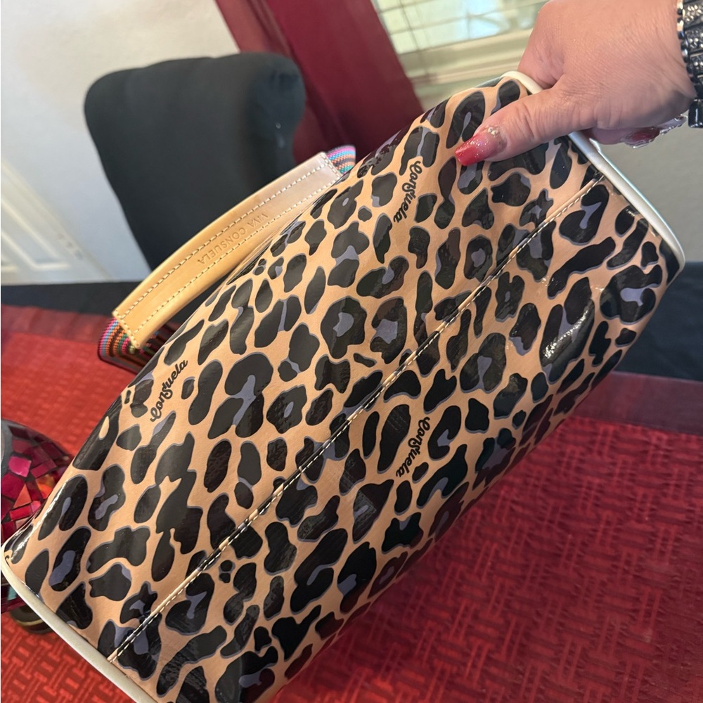 Consuela Leopard Print Tote with Multicolor Straps *Brand New* 14” and 14 1/2W - Picture 6 of 16